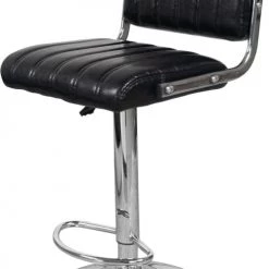 ReCollection Chaises Et Tabourets De Bar Tabouret De Bar Chromé Assise Rembourrée Noir (lot De 2)