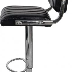 ReCollection Chaises Et Tabourets De Bar Tabouret De Bar Chromé Assise Rembourrée Noir (lot De 2) -Bancs Soldes tabouret de bar chrome assise rembourree noir lot de 2 3