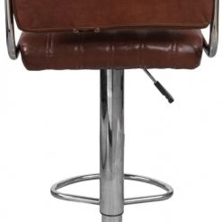 ReCollection Chaises Et Tabourets De Bar Tabouret De Bar Chromé Rembourrée Marron (lot De 2) -Bancs Soldes tabouret de bar chrome rembourree marron lot de 2 2