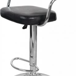 ReCollection Chaises Et Tabourets De Bar Tabouret De Bar Chromé Rembourrée Noir (lot De 2)