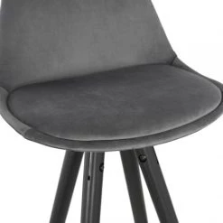 Kokoon Design Chaises Et Tabourets De Bar Tabouret De Bar Design Bois Noir Et Velours Gris H97cm -Bancs Soldes tabouret de bar design bois noir et velours gris h97cm 2