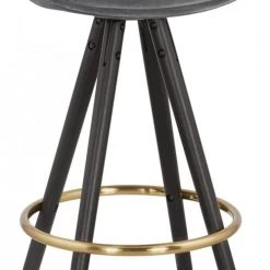 Kokoon Design Chaises Et Tabourets De Bar Tabouret De Bar Design Bois Noir Et Velours Gris H97cm