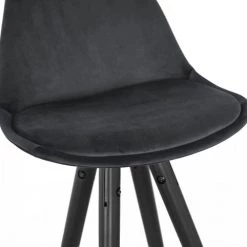 Kokoon Design Chaises Et Tabourets De Bar Tabouret De Bar Design Bois Noir Et Velours Noir H97cm -Bancs Soldes tabouret de bar design bois noir et velours noir h97cm 2