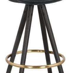 Kokoon Design Chaises Et Tabourets De Bar Tabouret De Bar Design Bois Noir Et Velours Noir H97cm -Bancs Soldes tabouret de bar design bois noir et velours noir h97cm 5