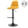 Moloo Chaises Et Tabourets De Bar Tabouret De Bar Design Tissu Curry Pied Métal Noir (x2) -Bancs Soldes tabouret de bar design tissu curry pied metal noir x2