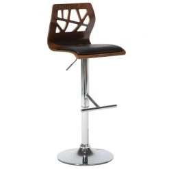Beliani Chaises Et Tabourets De Bar Tabouret De Bar Effet Bois Naturel Foncé