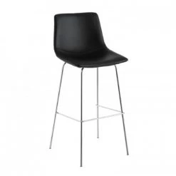 Wadiga Chaises Et Tabourets De Bar Tabouret De Bar En Métal Chromé Et Assise Noire H109