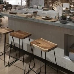 Kaemingk Chaises Et Tabourets De Bar Tabouret De Bar En Métal Et Bois De Suar -Bancs Soldes tabouret de bar en metal et bois de suar 2