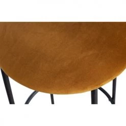 Woood Chaises Et Tabourets De Bar Tabouret De Bar En Métal Et Velours Ocre -Bancs Soldes tabouret de bar en metal et velours ocre 3
