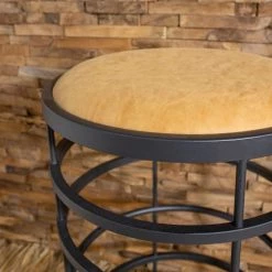 Now’s Home Chaises Et Tabourets De Bar Tabouret De Bar En Métal Noir Et Simili Cuir Camel H71cm -Bancs Soldes tabouret de bar en metal noir et simili cuir camel h71cm 3