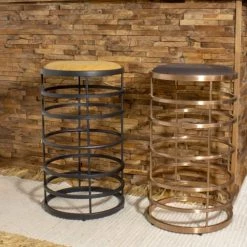 Now’s Home Chaises Et Tabourets De Bar Tabouret De Bar En Métal Noir Et Simili Cuir Camel H71cm -Bancs Soldes tabouret de bar en metal noir et simili cuir camel h71cm 4