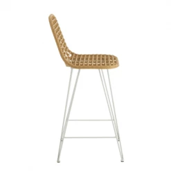 Meubles & Design Chaises Et Tabourets De Bar Tabouret De Bar En Rotin Et Métal Blanc -Bancs Soldes tabouret de bar en rotin et metal blanc 2