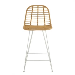 Meubles & Design Chaises Et Tabourets De Bar Tabouret De Bar En Rotin Et Métal Blanc -Bancs Soldes tabouret de bar en rotin et metal blanc 3
