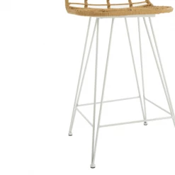 Meubles & Design Chaises Et Tabourets De Bar Tabouret De Bar En Rotin Et Métal Blanc -Bancs Soldes tabouret de bar en rotin et metal blanc 4