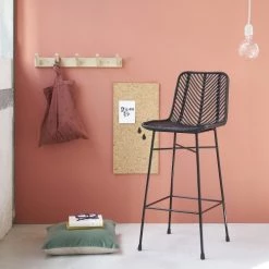 Bois Dessus Bois Dessous Chaises Et Tabourets De Bar Tabouret De Bar En Rotin Et Métal Noir -Bancs Soldes tabouret de bar en rotin et metal noir 2