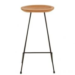 Hellin Chaises Et Tabourets De Bar Tabouret De Bar En Teck Et Métal (lot De 2) -Bancs Soldes tabouret de bar en teck et metal lot de 2 2
