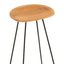 Hellin Chaises Et Tabourets De Bar Tabouret De Bar En Teck Et Métal (lot De 2) -Bancs Soldes tabouret de bar en teck et metal lot de 2 5