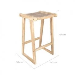 Rendez Vous Déco Chaises Et Tabourets De Bar Tabouret De Bar En Teck Et Rotin Naturel 66 Cm -Bancs Soldes tabouret de bar en teck et rotin naturel 66 cm 2