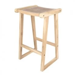 Rendez Vous Déco Chaises Et Tabourets De Bar Tabouret De Bar En Teck Et Rotin Naturel 66 Cm