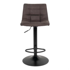 Meubles & Design Chaises Et Tabourets De Bar Tabouret De Bar En Tissu Avec Pieds Noirs Moutarde -Bancs Soldes tabouret de bar en tissu avec pieds noirs gris fonce 1