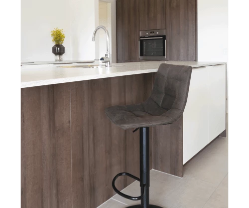 Meubles & Design Chaises Et Tabourets De Bar Tabouret De Bar En Tissu Avec Pieds Noirs Gris Foncé 4 Meubles & Design Chaises Et Tabourets De Bar Tabouret De Bar En Tissu Avec Pieds Noirs Gris Foncé – Image 2