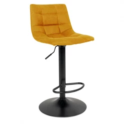 Meubles & Design Chaises Et Tabourets De Bar Tabouret De Bar En Tissu Avec Pieds Noirs Moutarde -Bancs Soldes tabouret de bar en tissu avec pieds noirs moutarde 2