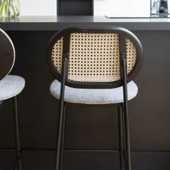 Zuiver Chaises Et Tabourets De Bar Tabouret De Bar En Tissu Et Cannage 65cm Gris Clair -Bancs Soldes tabouret de bar en tissu et cannage 65cm gris clair 3