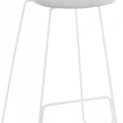 Kokoon Design Chaises Et Tabourets De Bar Tabouret De Bar En Tissu Gris Clair Et Métal Blanc H95cm
