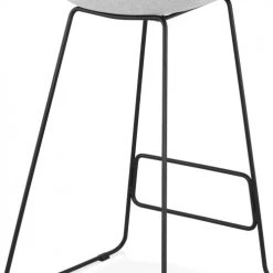 Kokoon Design Chaises Et Tabourets De Bar Tabouret De Bar En Tissu Gris Clair Et Métal Noir H95cm -Bancs Soldes tabouret de bar en tissu gris clair et metal noir h95cm 2