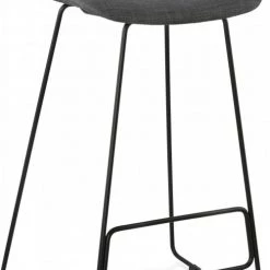 Kokoon Design Chaises Et Tabourets De Bar Tabouret De Bar En Tissu Gris Et Métal Noir H95cm