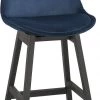 Kokoon Design Chaises Et Tabourets De Bar Tabouret De Bar En Velour Bleu Et Bois Noir H103cm