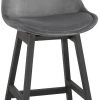Kokoon Design Chaises Et Tabourets De Bar Tabouret De Bar En Velour Gris Et Bois Noir H103cm -Bancs Soldes tabouret de bar en velour gris et bois noir h103cm