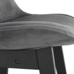 Kokoon Design Chaises Et Tabourets De Bar Tabouret De Bar En Velour Gris Et Bois Noir H103cm -Bancs Soldes tabouret de bar en velour gris et bois noir h103cm 2