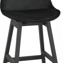 Kokoon Design Chaises Et Tabourets De Bar Tabouret De Bar En Velour Noir Et Bois Noir H103cm