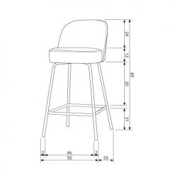 Bepurehome Chaises Et Tabourets De Bar Tabouret De Bar En Velours 65cm Noir -Bancs Soldes tabouret de bar en velours 65cm noir 2