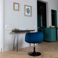 Happy Garden Chaises Et Tabourets De Bar Tabouret De Bar En Velours Bleu -Bancs Soldes tabouret de bar en velours bleu 11