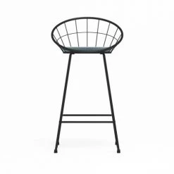 Potiron Paris Chaises Et Tabourets De Bar Tabouret De Bar En Velours Bleu Perle -Bancs Soldes tabouret de bar en velours bleu perle 2