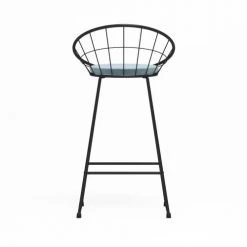 Potiron Paris Chaises Et Tabourets De Bar Tabouret De Bar En Velours Bleu Perle -Bancs Soldes tabouret de bar en velours bleu perle 5