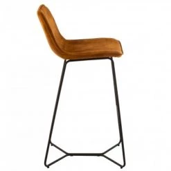 Meubles & Design Chaises Et Tabourets De Bar Tabouret De Bar En Velours Et Métal Camel -Bancs Soldes tabouret de bar en velours et metal camel 3