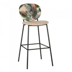 Ixia Chaises Et Tabourets De Bar Tabouret De Bar En Velours Et Métal Noir H108cm