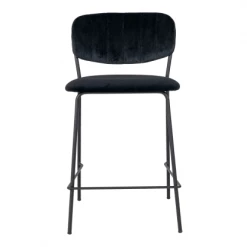 Meubles & Design Chaises Et Tabourets De Bar Tabouret De Bar En Velours Et Pieds Métal Noirs