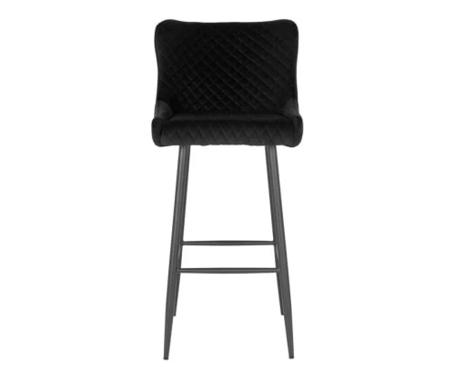 Meubles & Design Chaises Et Tabourets De Bar Tabouret De Bar En Velours Matelassé Noir 4 Meubles & Design Chaises Et Tabourets De Bar Tabouret De Bar En Velours Matelassé Noir – Image 2