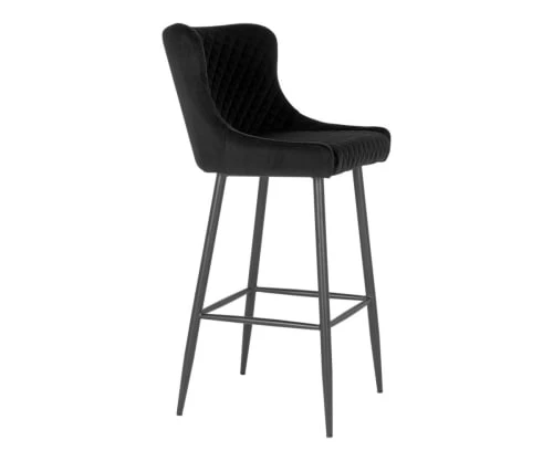 Meubles & Design Chaises Et Tabourets De Bar Tabouret De Bar En Velours Matelassé Noir 5 Meubles & Design Chaises Et Tabourets De Bar Tabouret De Bar En Velours Matelassé Noir – Image 3