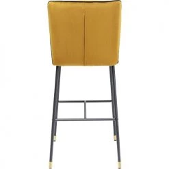 Kare Design Chaises Et Tabourets De Bar Tabouret De Bar En Velours Ocre Et Acier -Bancs Soldes tabouret de bar en velours ocre et acier 2