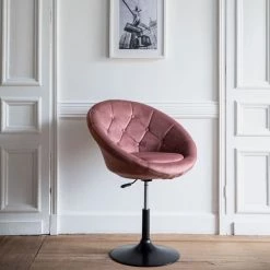 Happy Garden Chaises Et Tabourets De Bar Tabouret De Bar En Velours Rose -Bancs Soldes tabouret de bar en velours rose 6