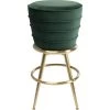 Kare Design Chaises Et Tabourets De Bar Tabouret De Bar En Velours Vert Et Acier Doré -Bancs Soldes tabouret de bar en velours vert et acier dore