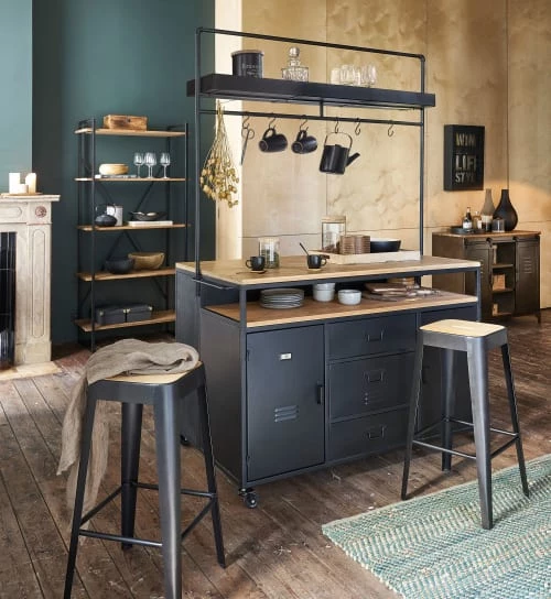 Maisons Du Monde Chaises Et Tabourets De Bar Tabouret De Bar Indus En Manguier Et Métal H69 6 Maisons Du Monde Chaises Et Tabourets De Bar Tabouret De Bar Indus En Manguier Et Métal H69 – Image 4