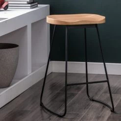 Moloo Chaises Et Tabourets De Bar Tabouret De Bar Industriel Anthracite Mat/chêne Pieds Métal Mat(x2) -Bancs Soldes tabouret de bar industriel anthracite mat chene pieds metal mat x2 1