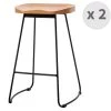 Moloo Chaises Et Tabourets De Bar Tabouret De Bar Industriel Anthracite Mat/chêne Pieds Métal Mat(x2) -Bancs Soldes tabouret de bar industriel anthracite mat chene pieds metal mat x2
