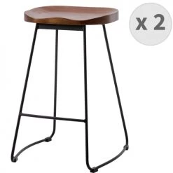 Moloo Chaises Et Tabourets De Bar Tabouret De Bar Industriel Anthracite Mat/noyer Pieds Métal Mat(x2)